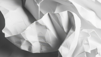 Crumpled white paper texture with abstract folds.