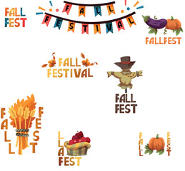 Fall Festival Typography and Autumn Celebration Design Set