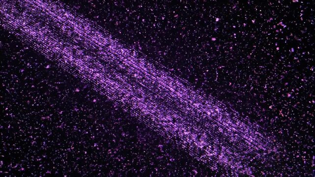 Seamless loop of a purple data stream breaking apart into a fast digital temporal distortion glitch background matrix, motion graphics, technology