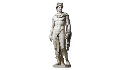 Apollo Statue Standing Isolated on White