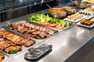 all-you-can-eat in night market. Bbq and tomyam soup