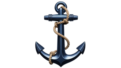 Anchor with Rope on White Background