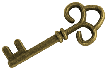 Golden old clubs shaped key