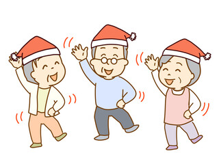 高齢者、クリスマス、ダンスをする