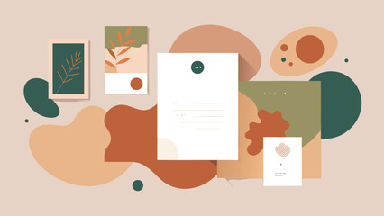 wedding invitations showcasing a vibrant design in yellow, orange, and brown hues.eps