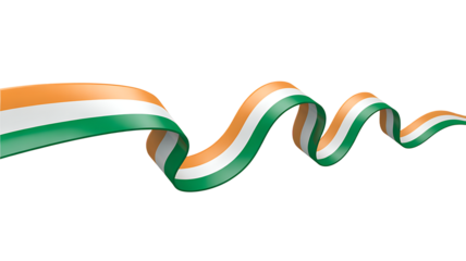 Indian tricolor flag ribbon waving gracefully, representing national pride and independence 

