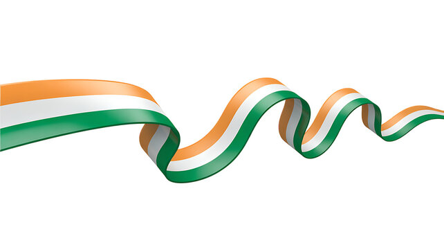 Indian tricolor flag ribbon waving gracefully, representing national pride and independence 
