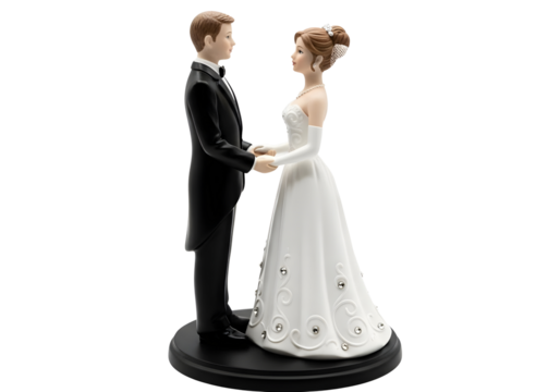 Wedding couple figurines groom and bride isolated on transparent background - Powered by Adobe