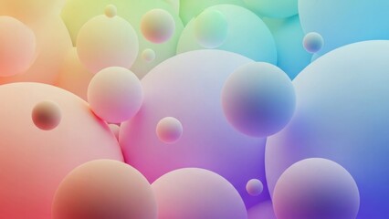 Colorful abstract spheres in a soft rainbow gradient