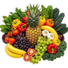 Fresh assorted produce isolated on transparent background