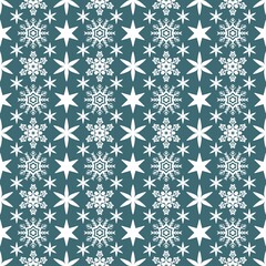 Seamless Winter Holiday Star and Snowflake Pattern