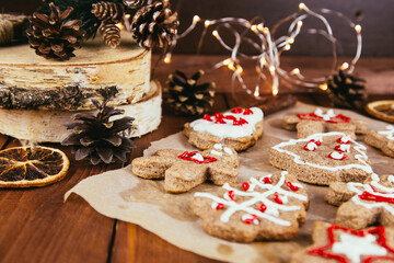 Close up of gingerbread cookies with some cinnamon. Christmas decoration