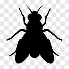 Housefly Silhouette – Black Vector Icon on Transparent Background