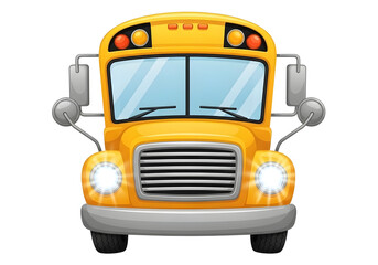 Fototapeta premium Classic yellow school bus front view isolated on transparent background