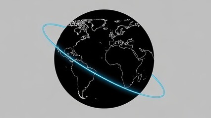 Earth Globe with Orbiting Light Trail Depicting Global Connectivity.