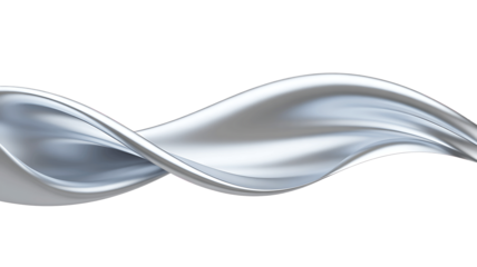 Elegant flowing liquid silver wave splash isolated on transparent background