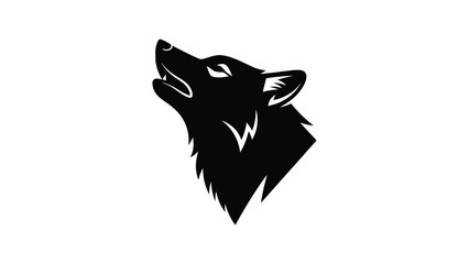 Black wolf head logo design