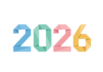 Fototapeta premium Origami Folded 2026 Flat Geometric Vector