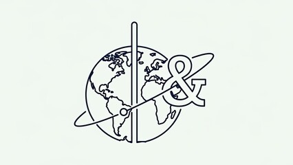 Global Connection Symbol - A Minimalist Line Art Illustration.