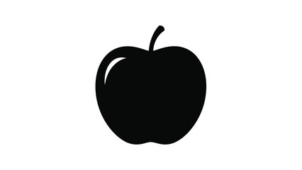 Simple black apple silhouette on white background