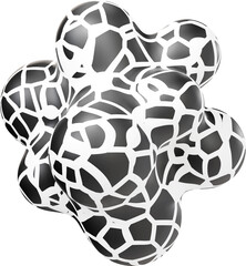 Obraz premium 3D Black and white playful geometric shape, creative graphic abstract form isolated clipart. Render of basic modern illustration