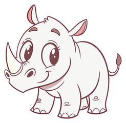 Obraz premium Sweet white baby rhino cartoon with rosy cheeks smiling innocently.Isolated transparent background ( include cut-out PNG file )