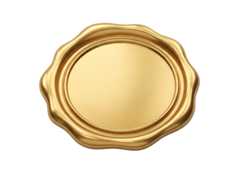 Golden wax seal emblem isolated on transparent background