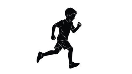 Young boy running silhouette
