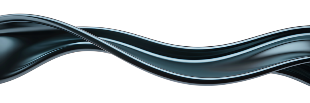 Abstract flowing metallic liquid wave with a glossy chrome finish isolated on transparent background - Powered by Adobe