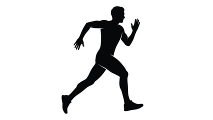 Man running silhouette on white background
