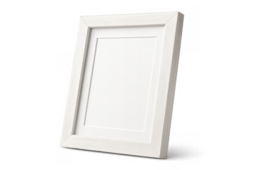 White wooden empty picture frame in portrait format, perfect for displaying concepts or artwork, isolated on transparent background