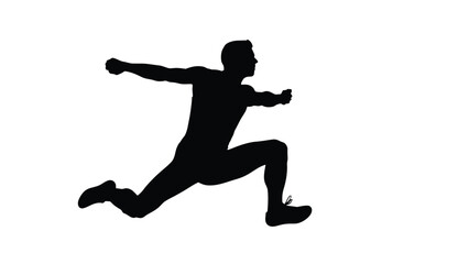 Man running silhouette against white background