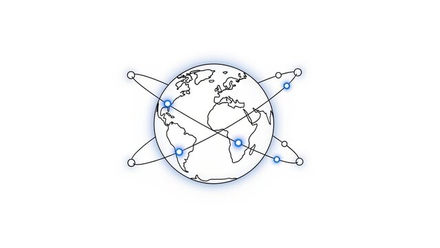 Global network connections illustration, world map with lines and dots. - Powered by Adobe