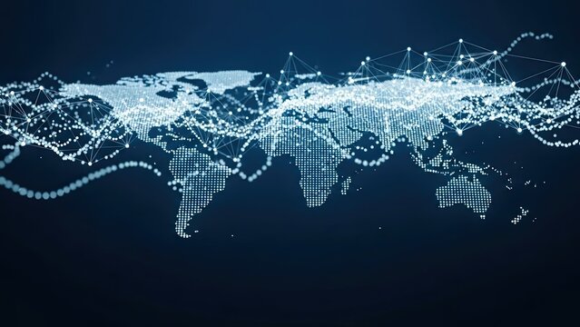 Global Network Visualization - Data Connections Across Continents.