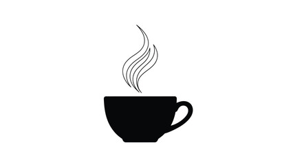 Steaming hot coffee cup silhouette