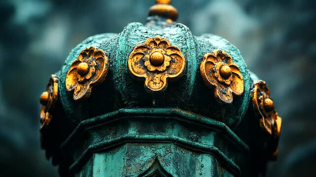 Ornate Crown Detail with Rich Textures and Colors