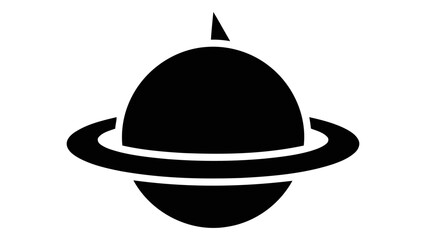 Vector icon of a stylized planet with rings and a pointed top, representing space exploration and celestial bodies.