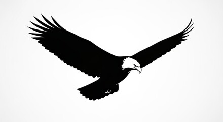 Obraz premium Majestic bald eagle soars powerfully in a striking black and white vector illustration design