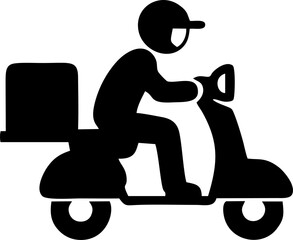 Fast Delivery Courier on Scooter Silhouette Icon