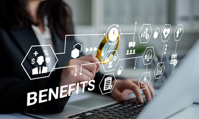 Fototapeta premium Employee benefit program improves HR management, workforce satisfaction, and corporate engagement Parse
