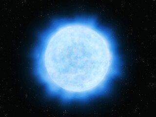 White dwarf in deep space. Dead star core isolated on black background. High density star in space.