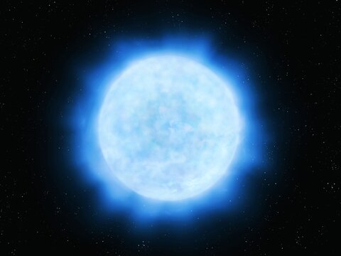 White dwarf in deep space. Dead star core isolated on black background. High density star in space.
