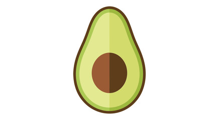 Simple cartoon illustration of a fresh avocado half with its pit.
