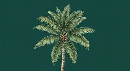 Elegant palm tree illustration against a dark teal background evoking tropical relaxation and vacation vibes