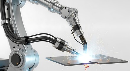 Automated Welding - Robotic Arm Precision in Manufacturing.