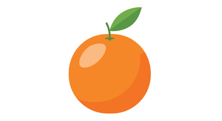 A single, ripe orange with a green leaf on a white background.