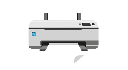 Modern office printer with power button and paper output.