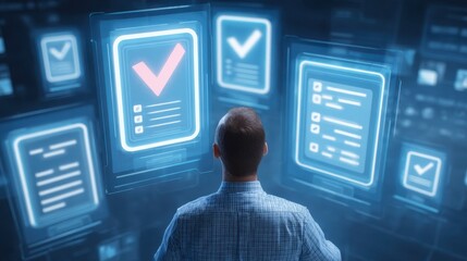 Individual Analyzing Digital Checklists in Modern Technology Environment