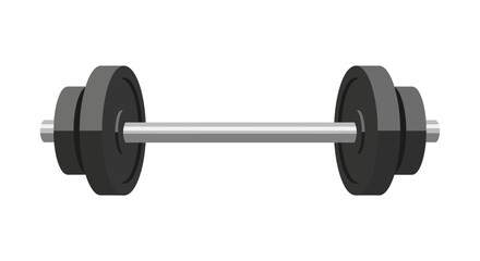 A flat barbell with weights on a white background.