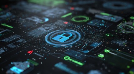 Digital Security Concept with Padlock Symbol on Abstract Background